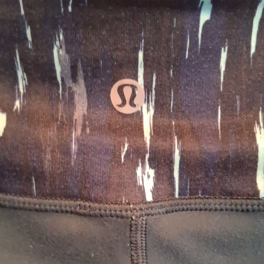 LULULEMON Blue/Green Leggings Patterned Band SIZE 4 - Picture 3 of 8